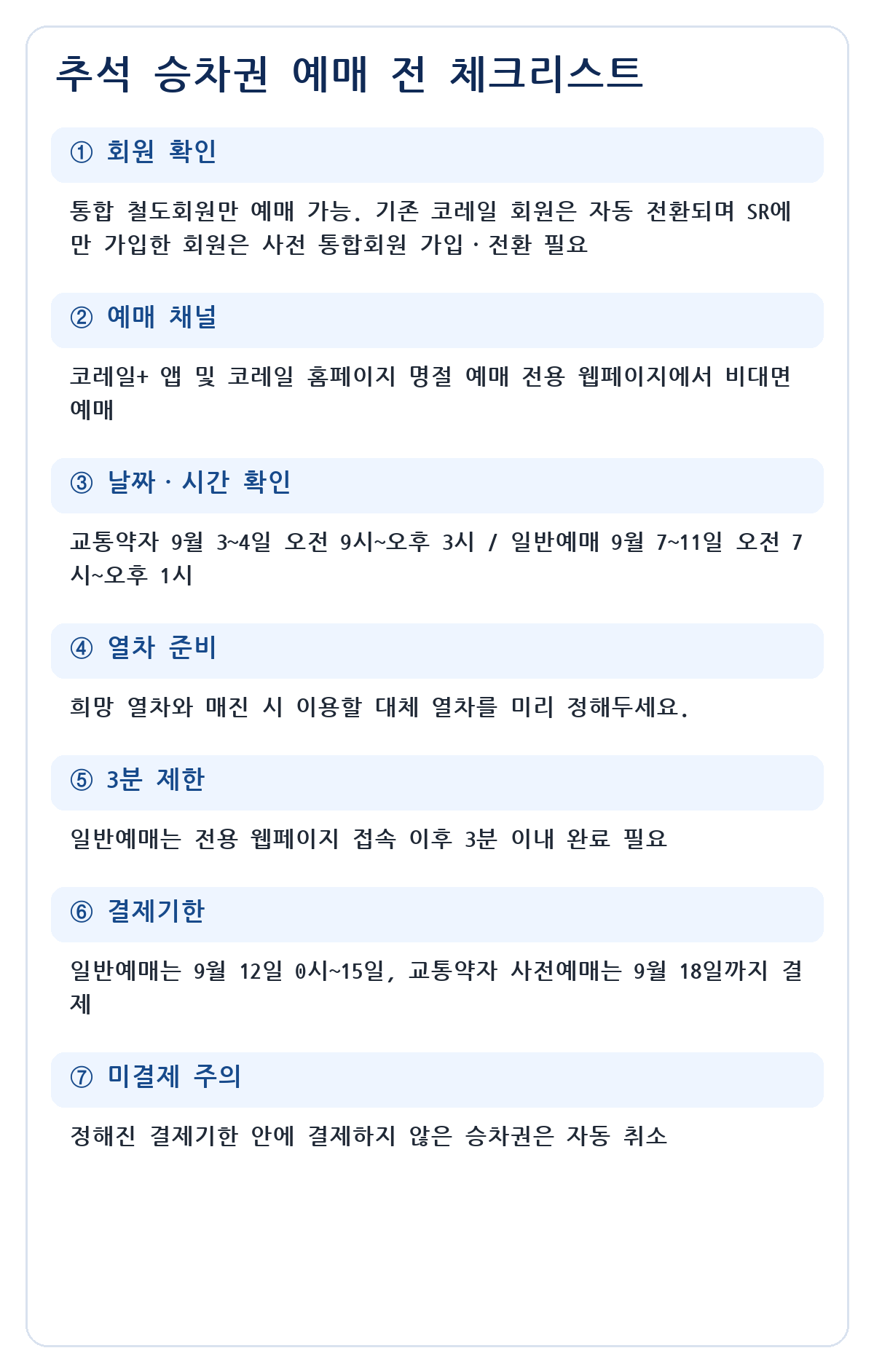 2026 추석 KTX 예매 정보